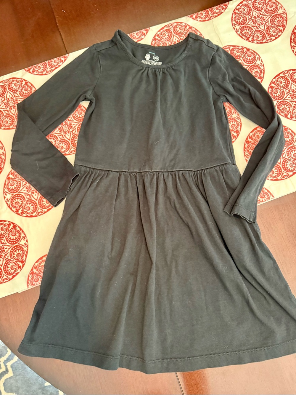Girls' Primary 8/9 Long-Sleeve Black Knit Dress